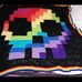 Granny Square rainbow pixel skull blanket