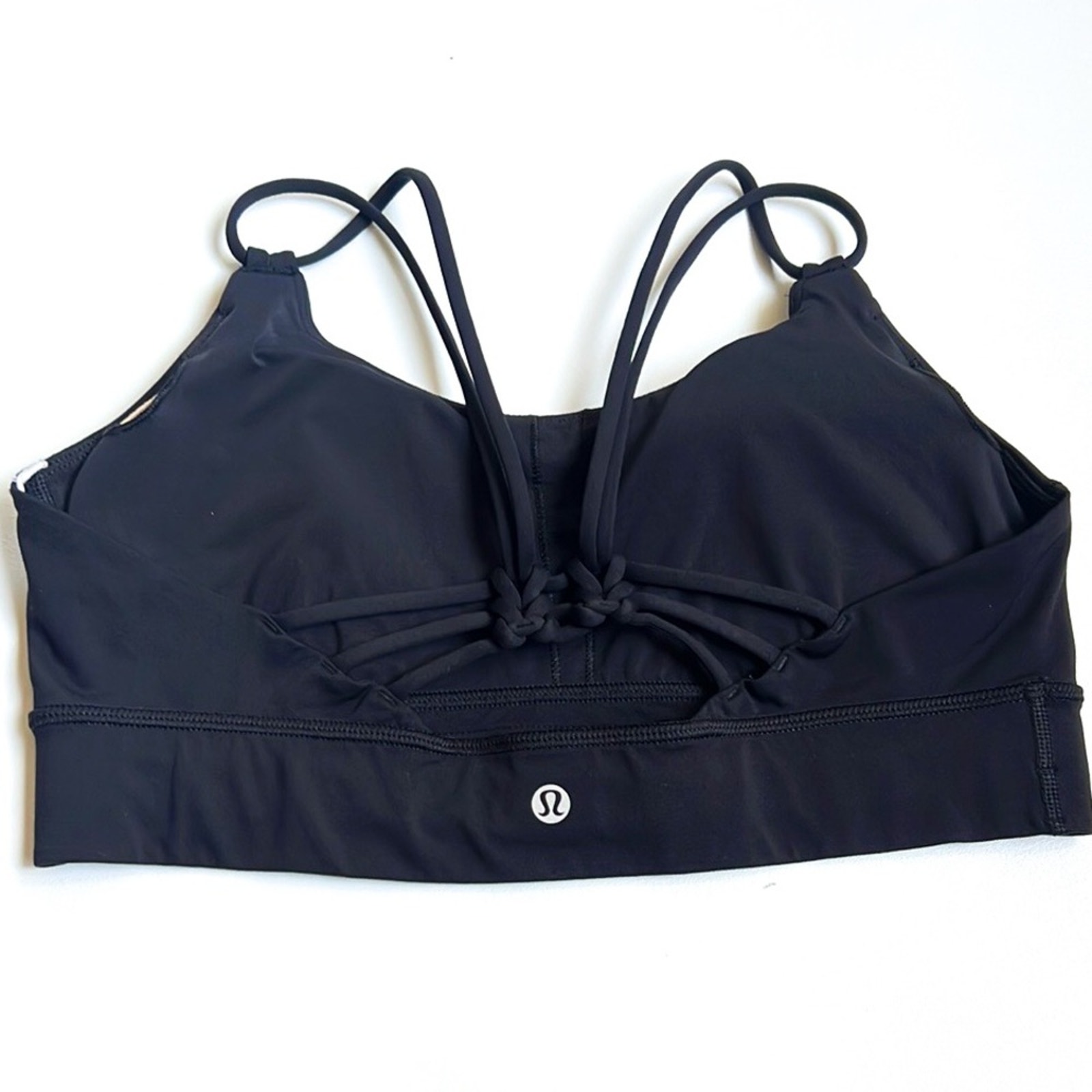 Lululemon Womens Sports Bra Solid Black Strappy Athleisure Knit Wireless