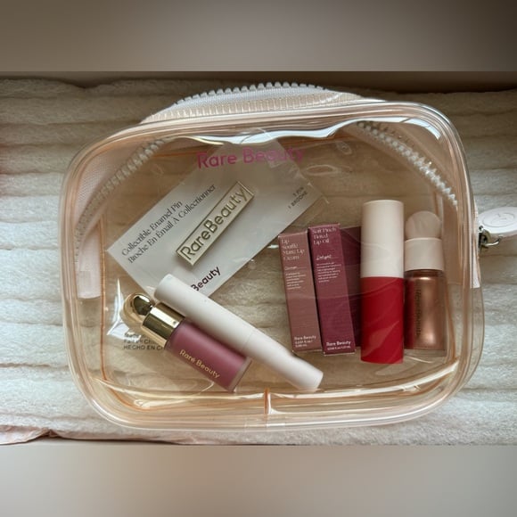 NEW RARE Beauty by Selena Gomez Clear Makeup Bag and Mini Deluxe Lip