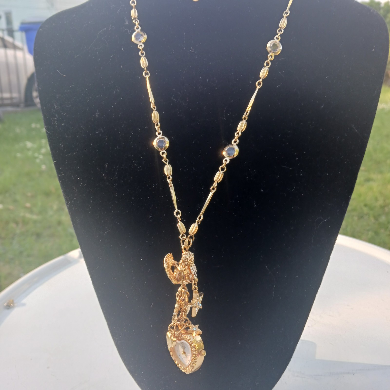 D617 Kirks Folly heart watch necklace