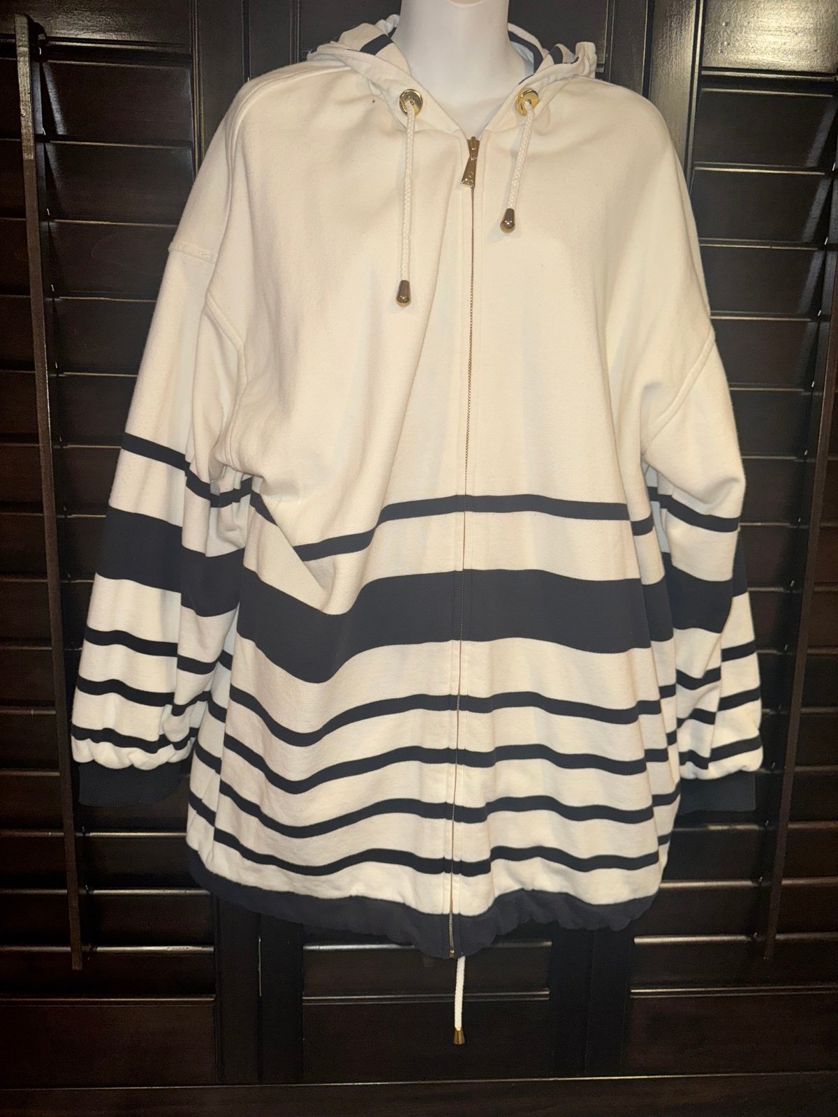 Vintage Escada Margaretha Ley bold striped full zip hooded jacket with nautical