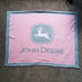 Girls' John Deere Pink Gray Fleece Throw Blanket USA 47” X 63” Big Deer Logo