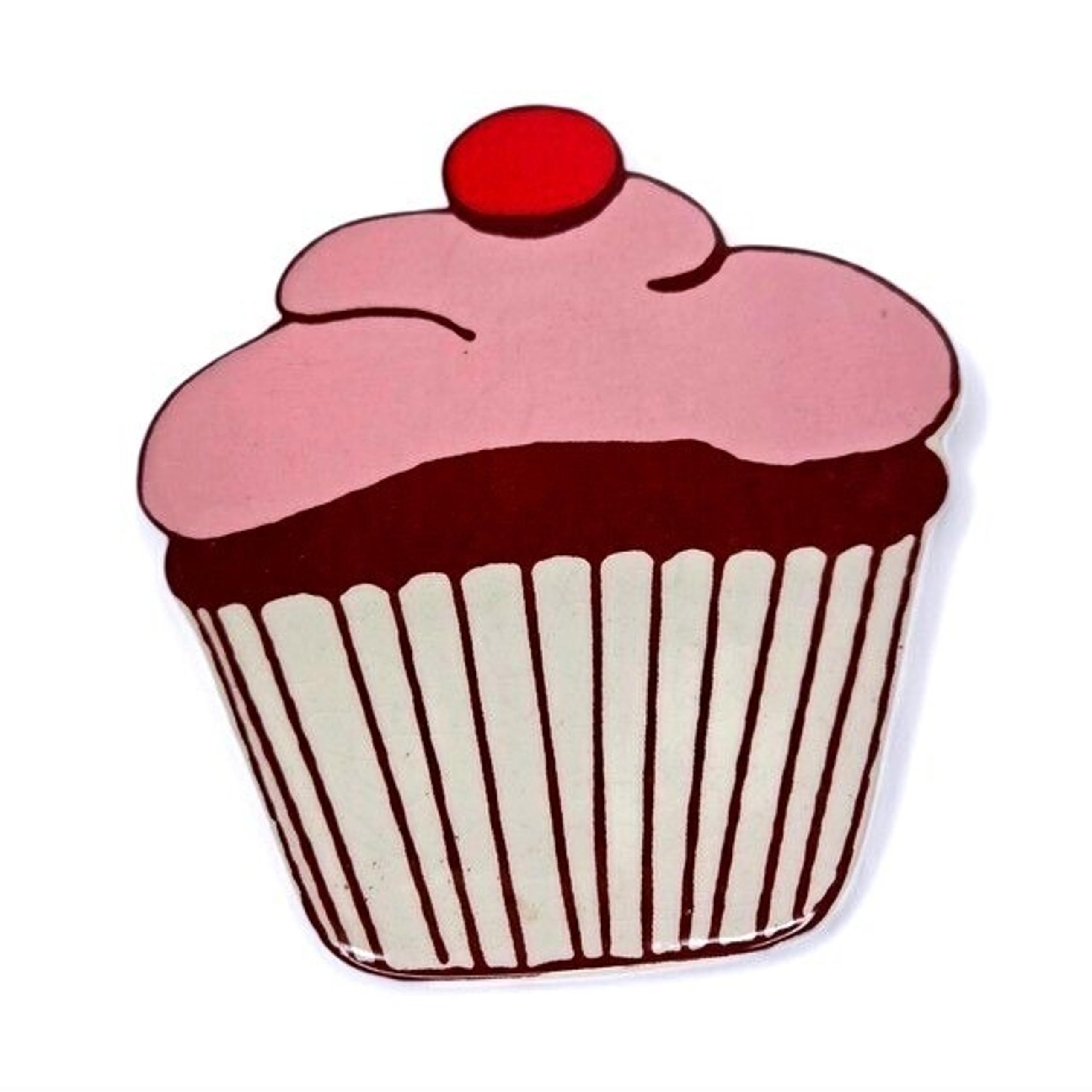 Gorham Merry Go Round Pat-A-Cake Pink Ceramic Cupcake Shaped Trivet Spoon Rest