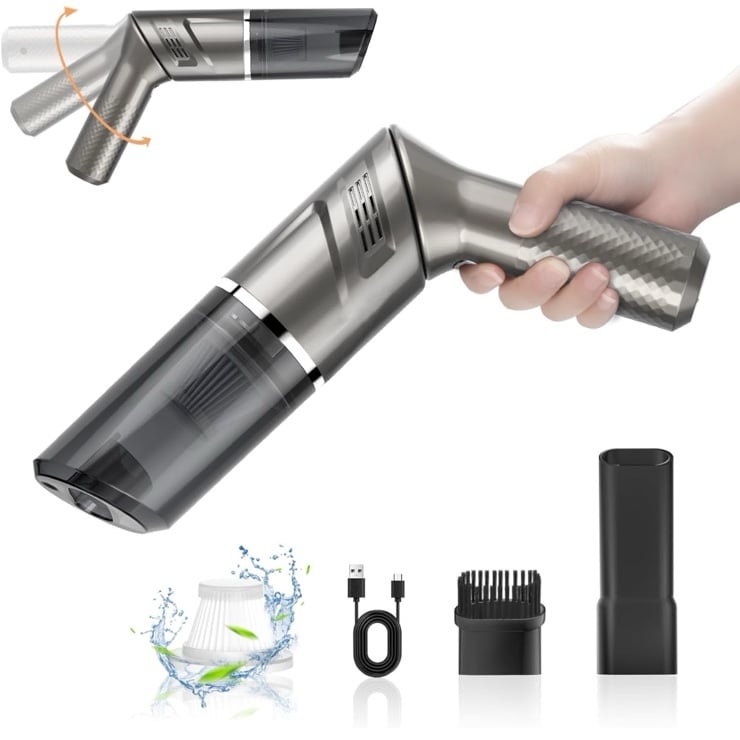 120W Car Vacuum Cleaner High Power 90° Rotatable Handle Rechargeable