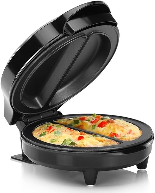 Non-Stick Omelet & Frittata Maker, Stainless Steel 2 Section, Black