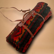 Vintage Woolrich Tribal Wool Camp Roll Up Blanket Leather Carry Harness 49 x 75