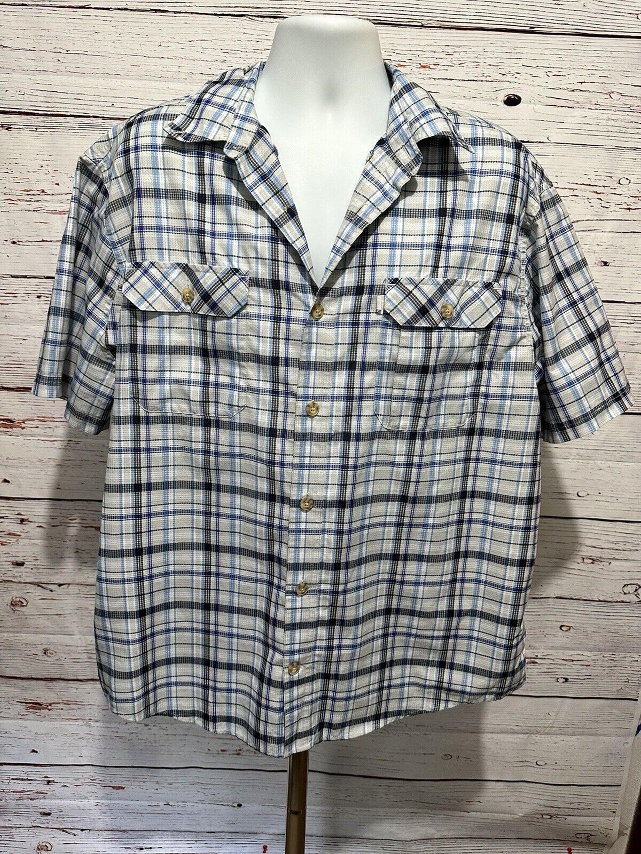 Duluth Trading Co Mens Shirt Short Sleeve Button Up Plaid Cotton Size XL