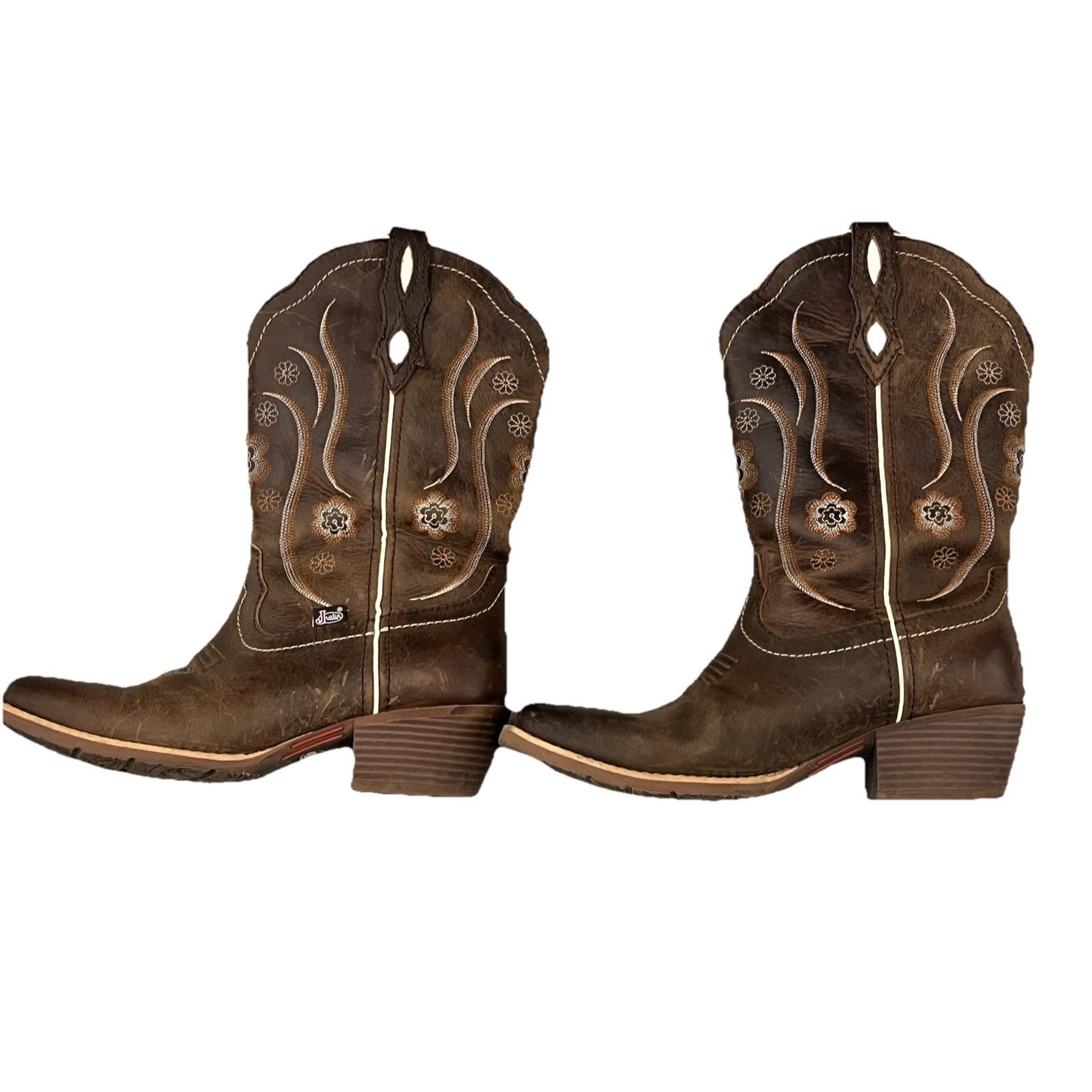 Justin Jesse Western Boot Brown Womens Size 8 EUC