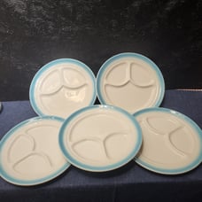 Vintage Set of 5 Buffalo China section Plates