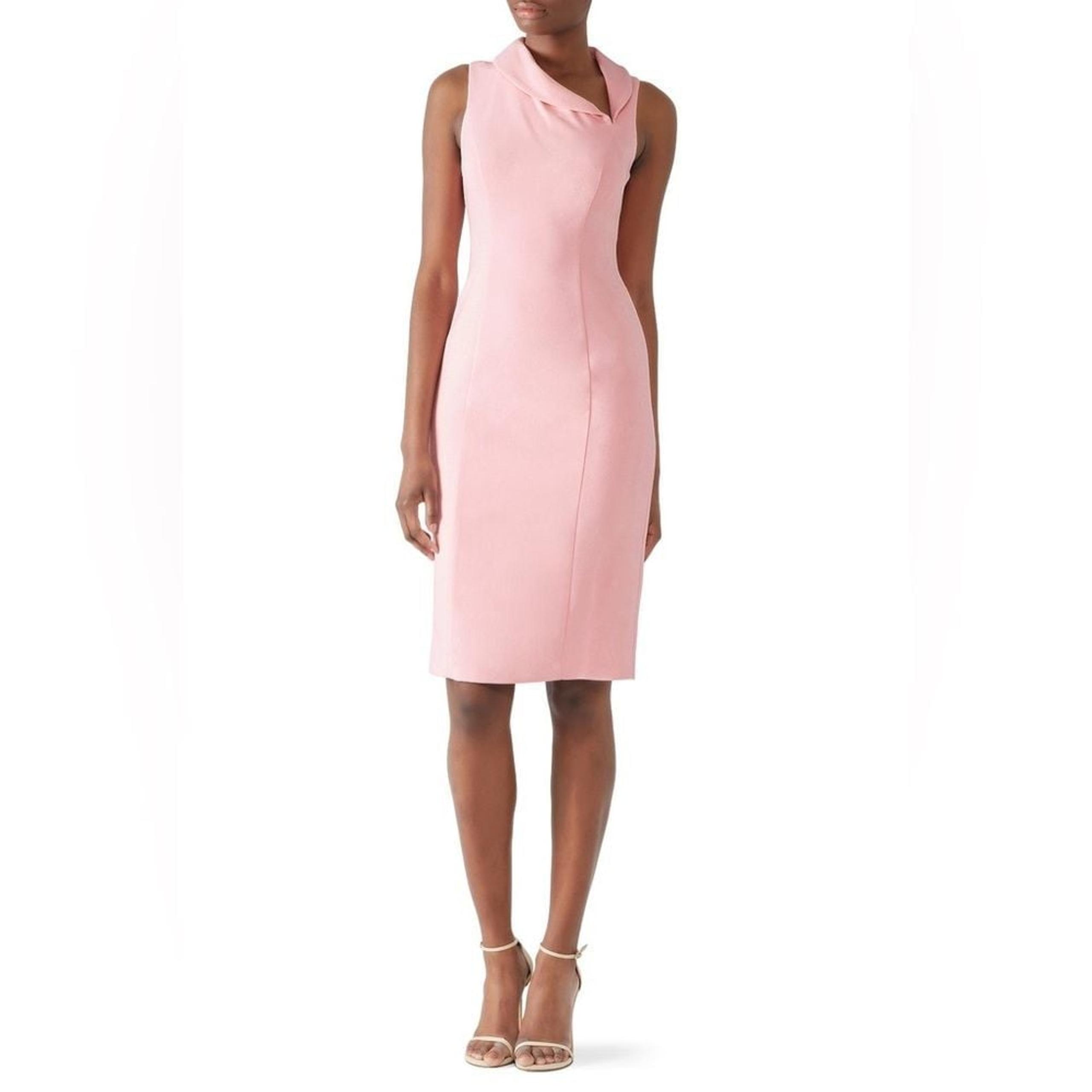 $345 Black Halo Pink Blaze Sheath midi knee length sleeveless dress asymmetrical