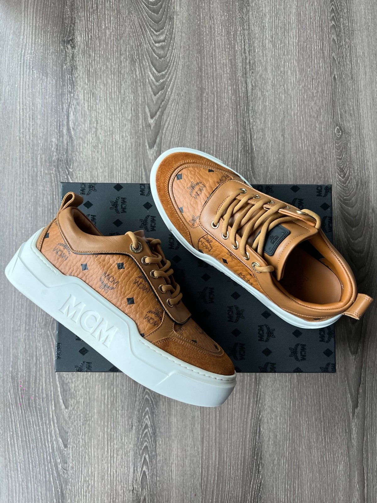 MCM Monogram skyward Platform Brown Leather Sneaker Sz 6 Women’s (EU36)