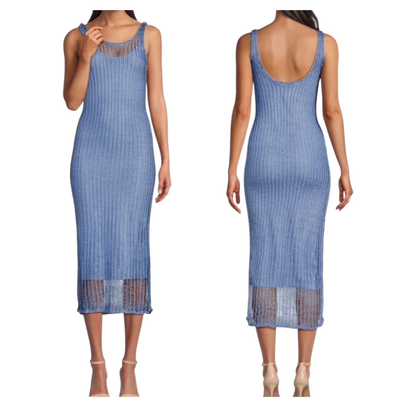 Amanda Uprichard New Blue Shivonne Crochet Knit Dress Size Small