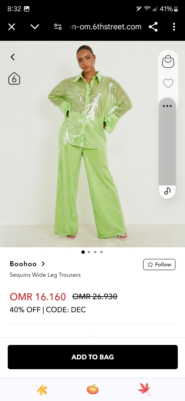 NWT BOOHOO LIME GREEN SEQUIN PANTS SIZE 20