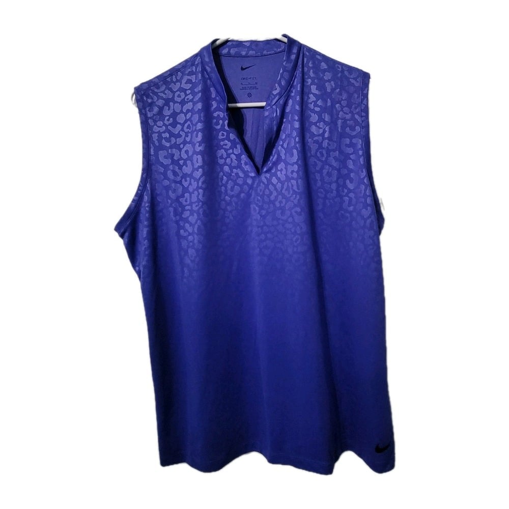 Nike Dri-FIT Victory Women's Sleeveless Golf Polo Purple Size XL Animal Print