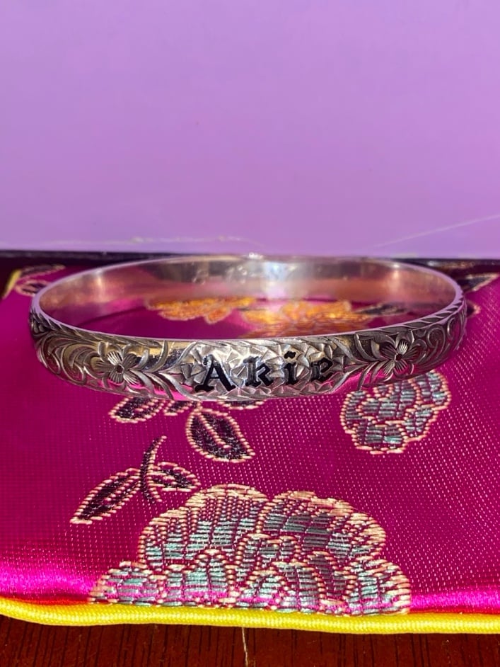 Vintage AKIE HAWAIIAN Bangle Bracelet Sterling Silver