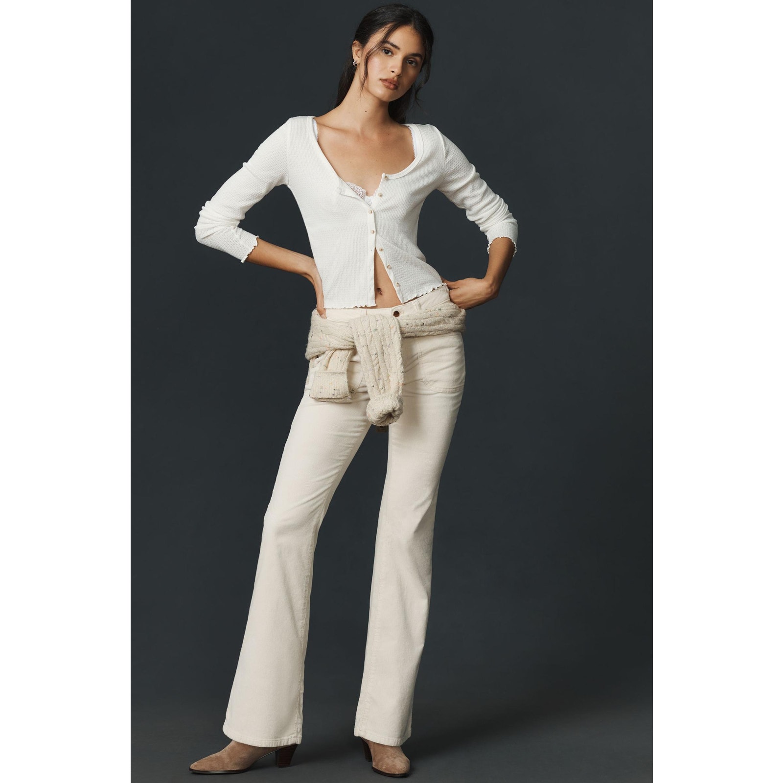 NWT Pilcro Icon Corduroy Cream Flare Jeans - Size 16W