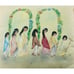 DeGrazia STYLE Painted Pillow Arches Southwestern Mexican Girls Walking Wreaths