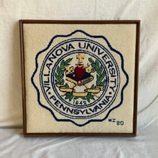 Vintage 1980 Villanova University Crossstitch Collectible Wall Hanging