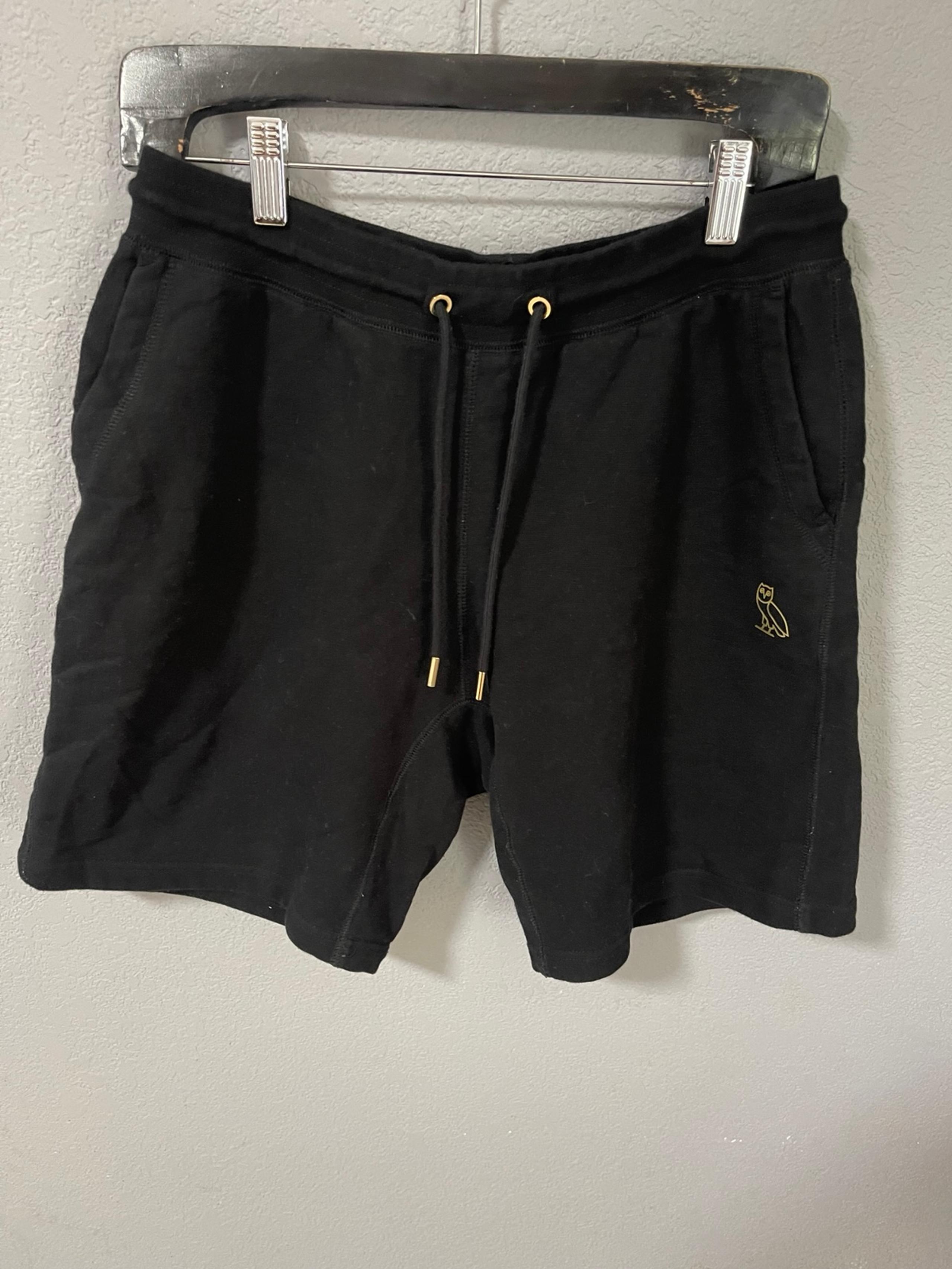 OVO DRAKE'S OCTOBER'S VERY OWN BLACK HEAVYWEIGHT ATHLETIC SHORTS medium
