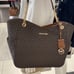 Michael Kors Jet Set Travel Large Chained Tote Shoulder Bag MK Brown NWT