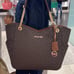 Michael Kors Jet Set Travel Large Chained Tote Shoulder Bag MK Brown NWT