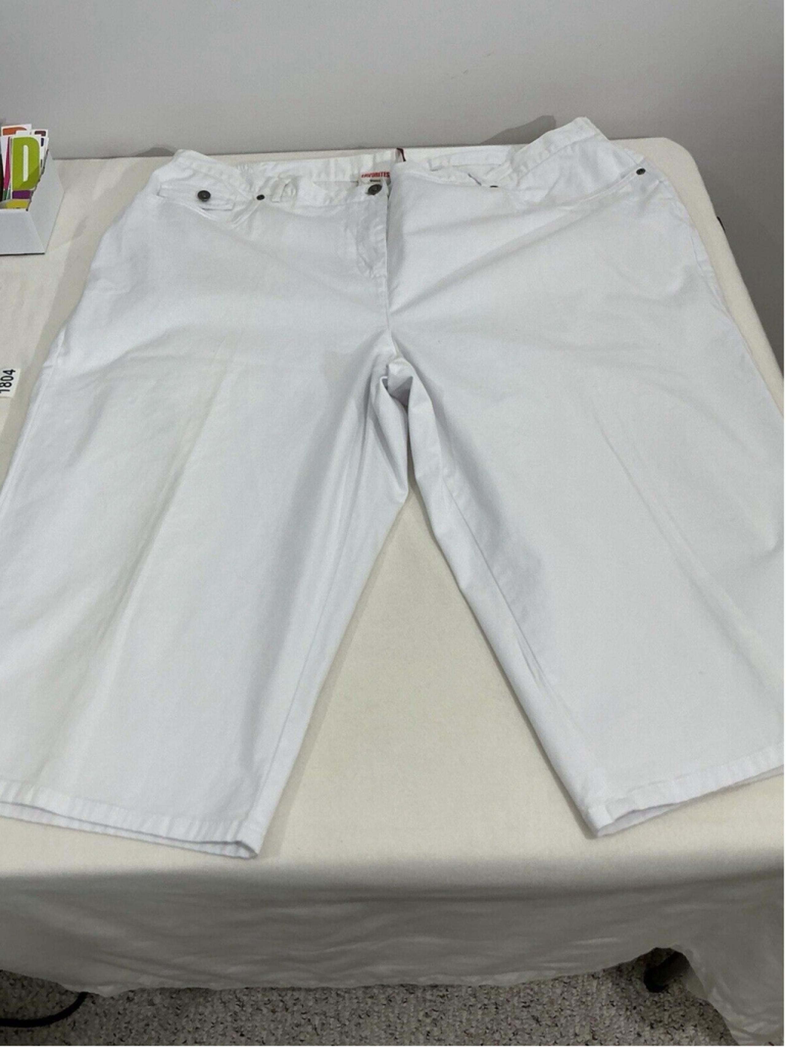 Womans Ruby Rd Favorites White Stretch Crop Pants Elastic Waist Wide Leg 22w