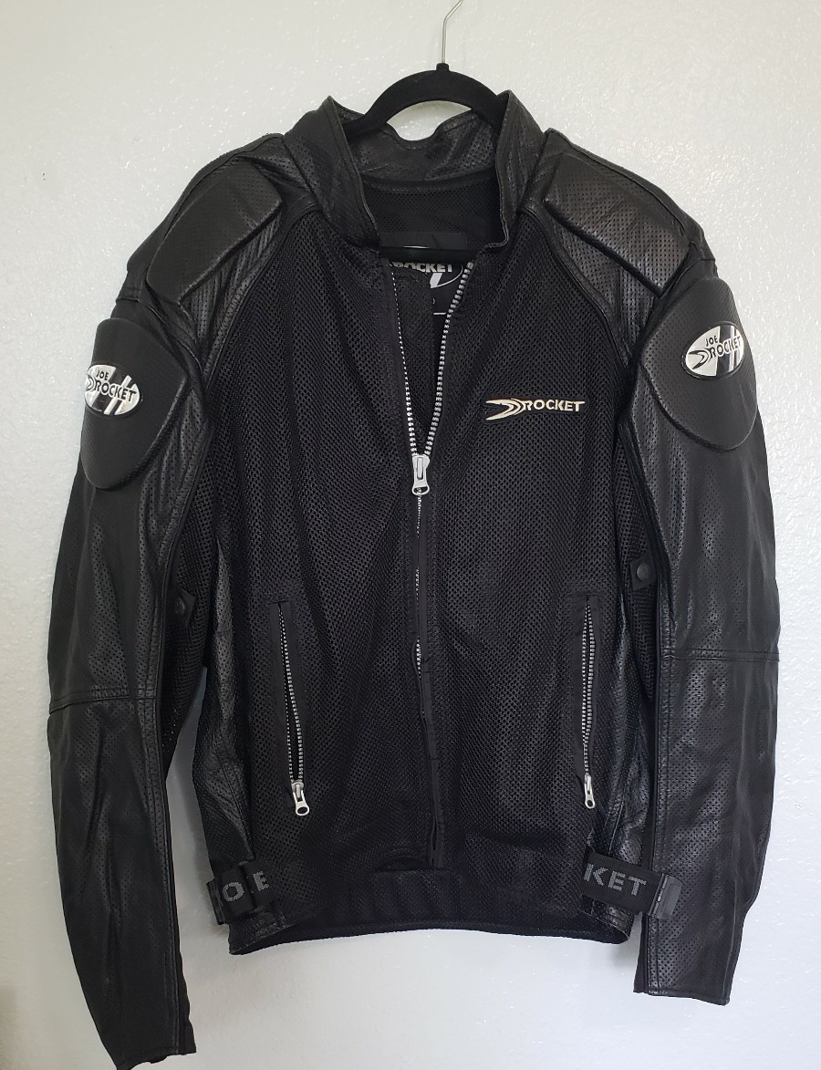 Joe Rocket Black leather motorcycle racing jacket size large