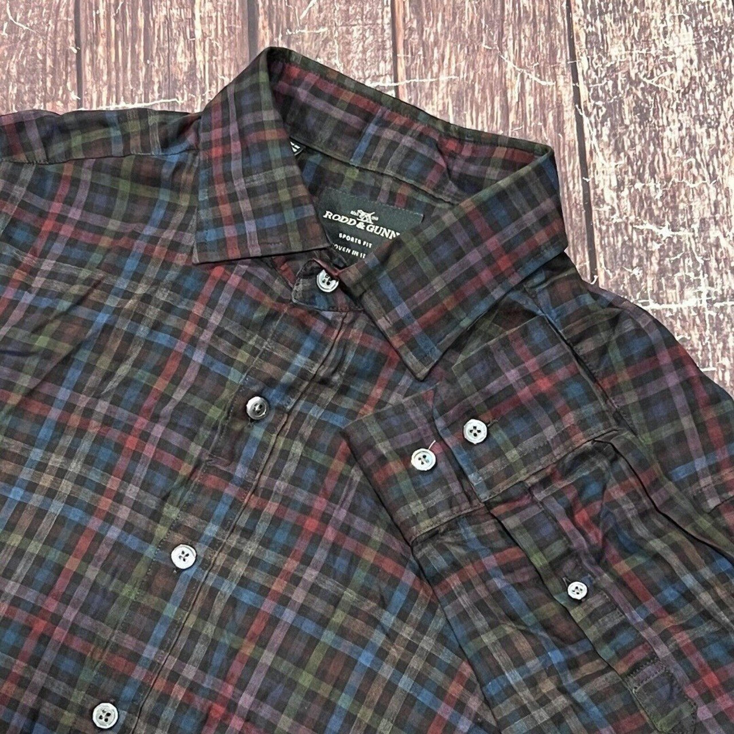 Rodd Gunn Button Up Men Multicolor Check Long Sleeve Sport Fit Shirt Size Large