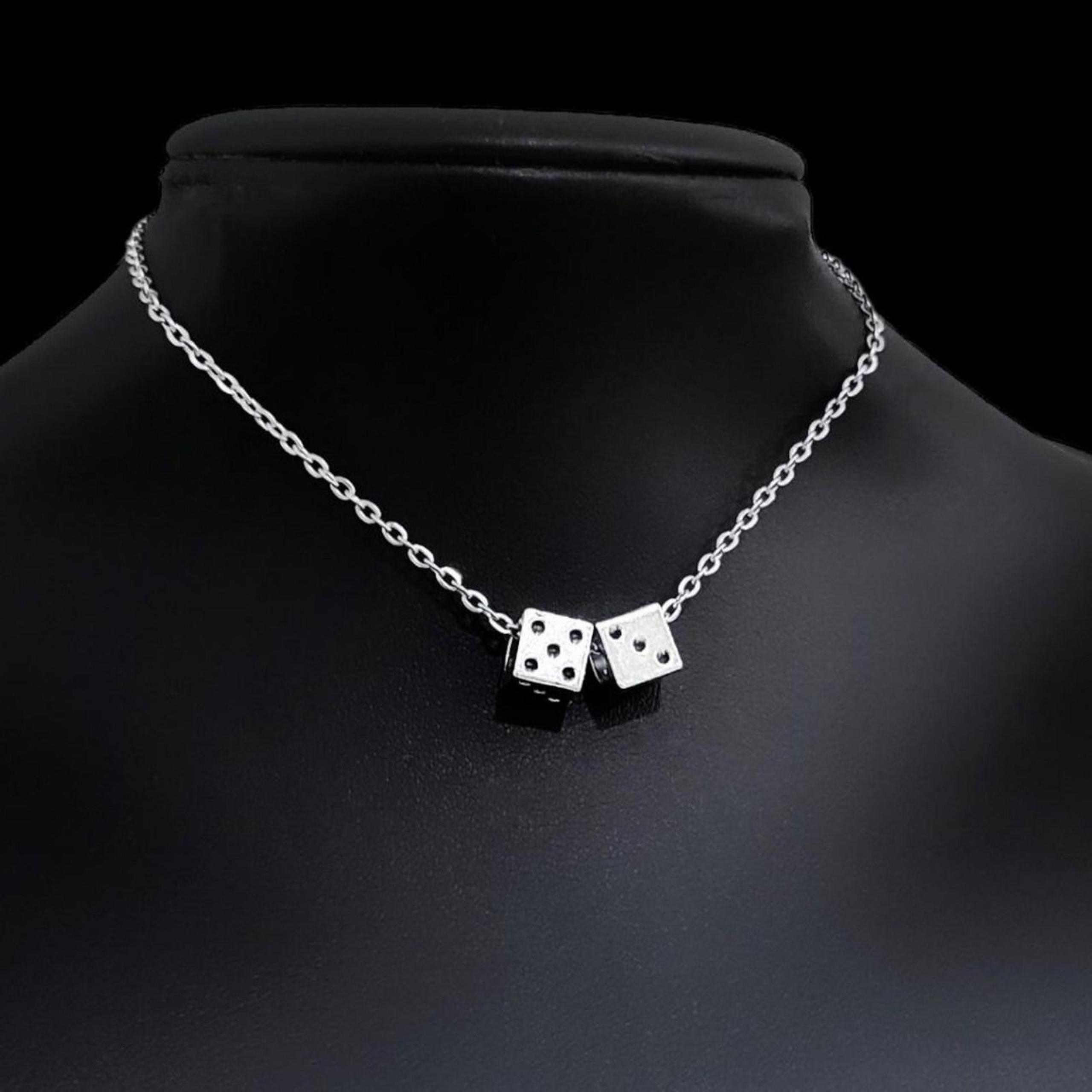 Silver Dice Choker Necklace
