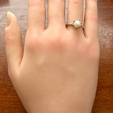 Vintage 10k White Gold 6.75mm Pearl Solitaire Ring Sz 7