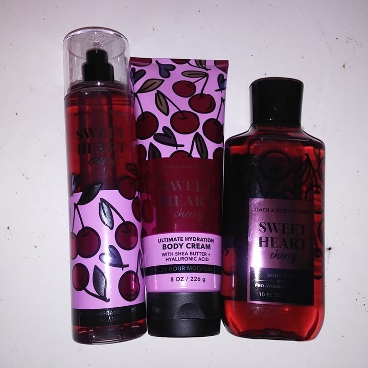 Set of 3 Bath and Body Works Sweet Heart Cherry Fragrance Mist Cream Lotion Body