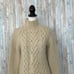 J Crew M Handknit Chunky Cable Mock Neck Pullover Fisherman Sweater Lambswool