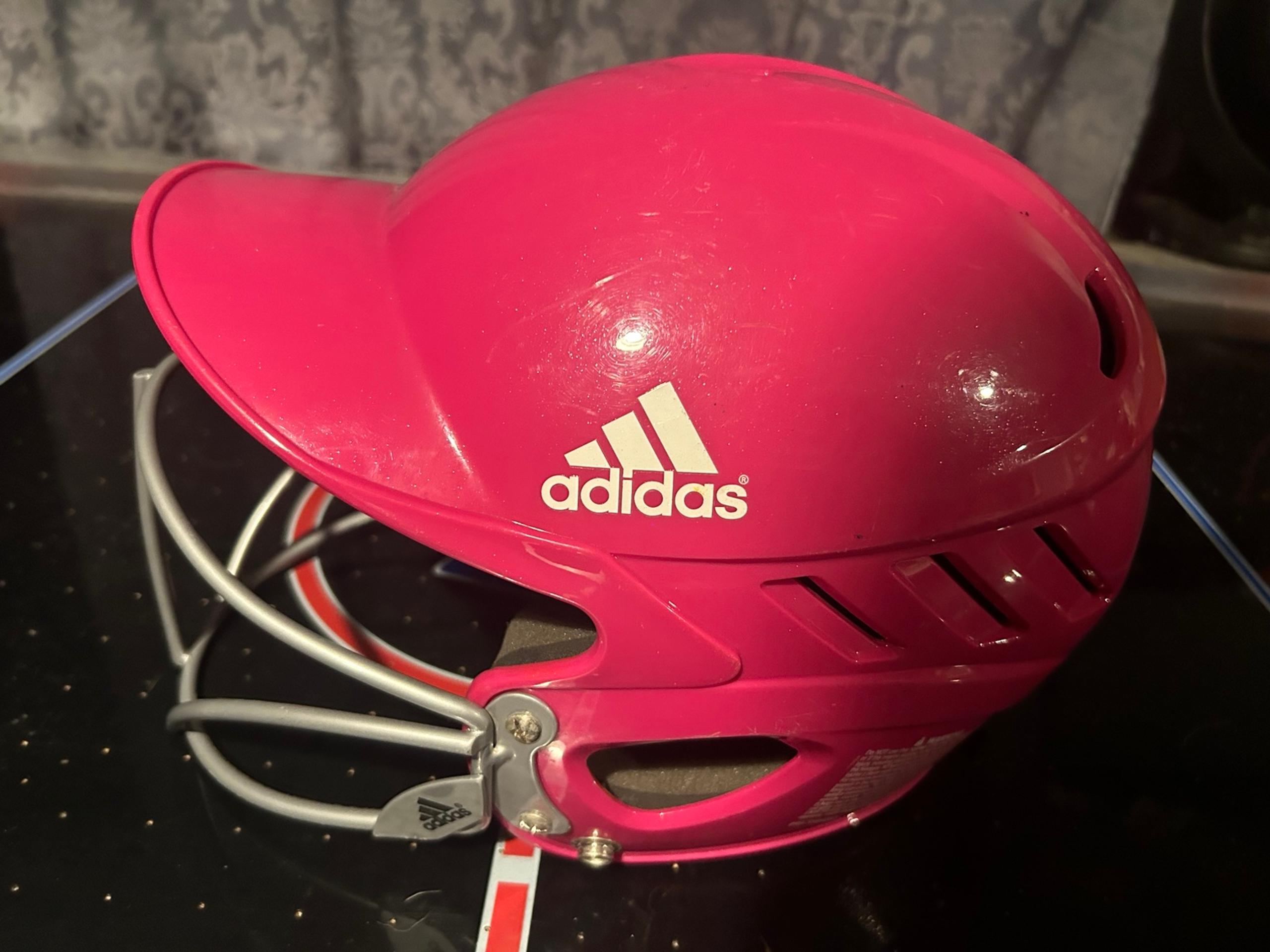 Adidas Baseball Helmet Softball Helmet Pink W Face Guard Urs-600 6 3/4- 7 3/8