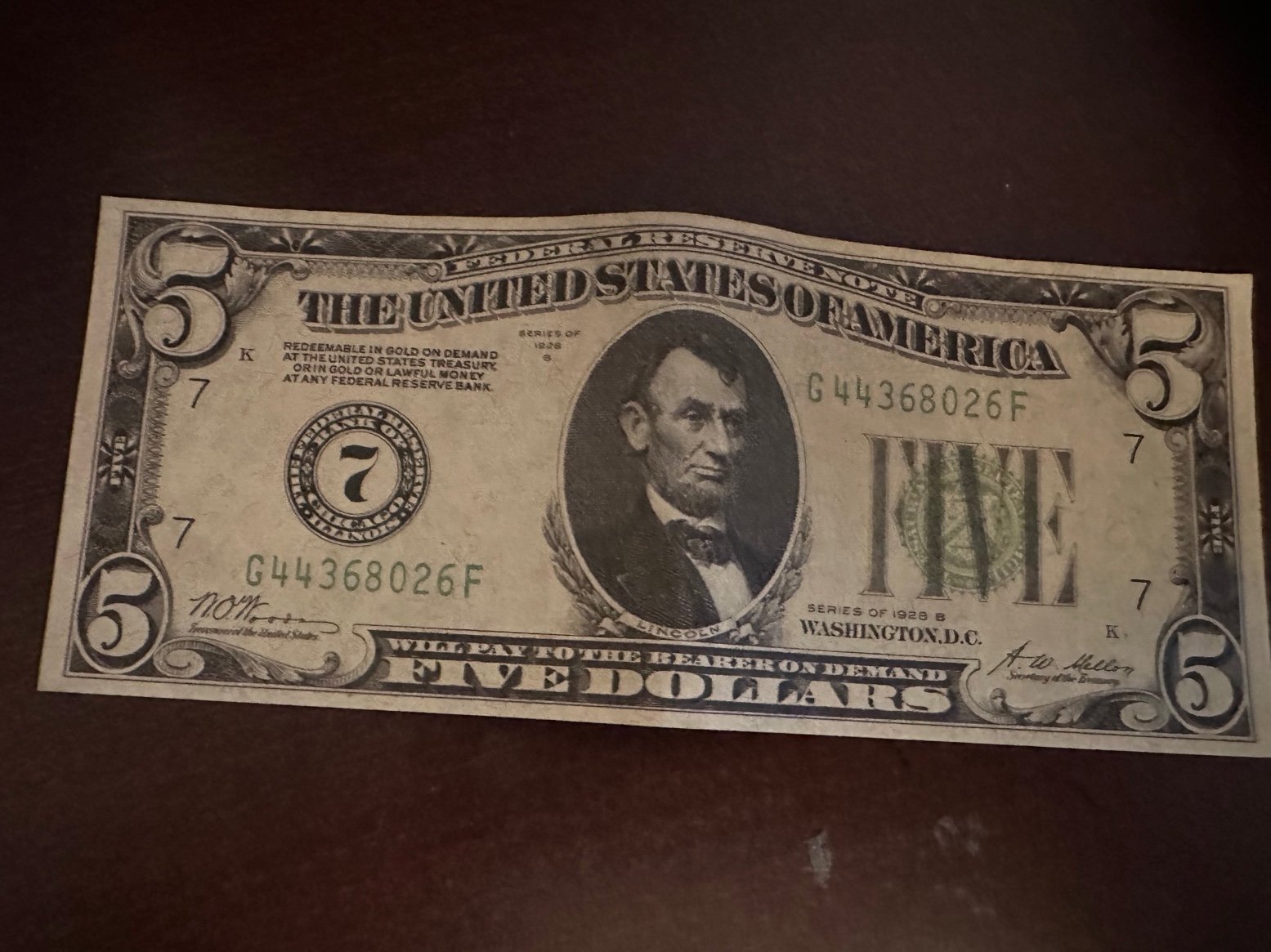 5 old dollar bill