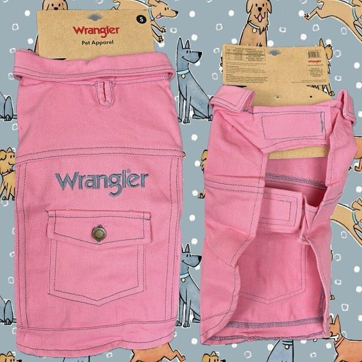 Wrangler S Pink Denim Gray Embroidered Logo & Trim Pocket Collar Doggy Jacket