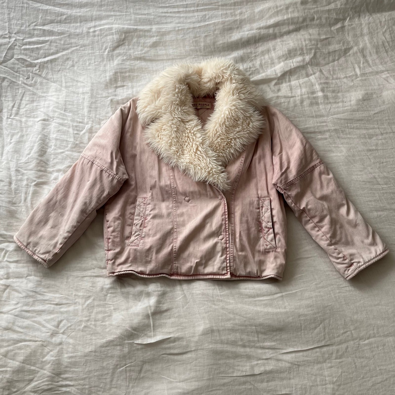 Free People Light Pink Lolo Denim Jacket Size XS