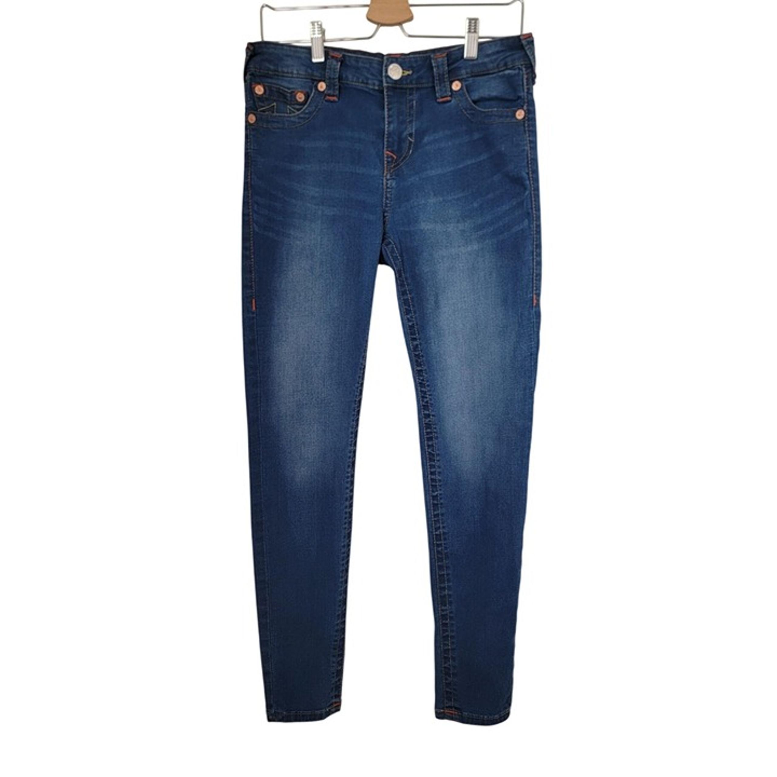True Religion HALLE Mid Rise Super Skinny Blue Denim Jeans Women's Size 31