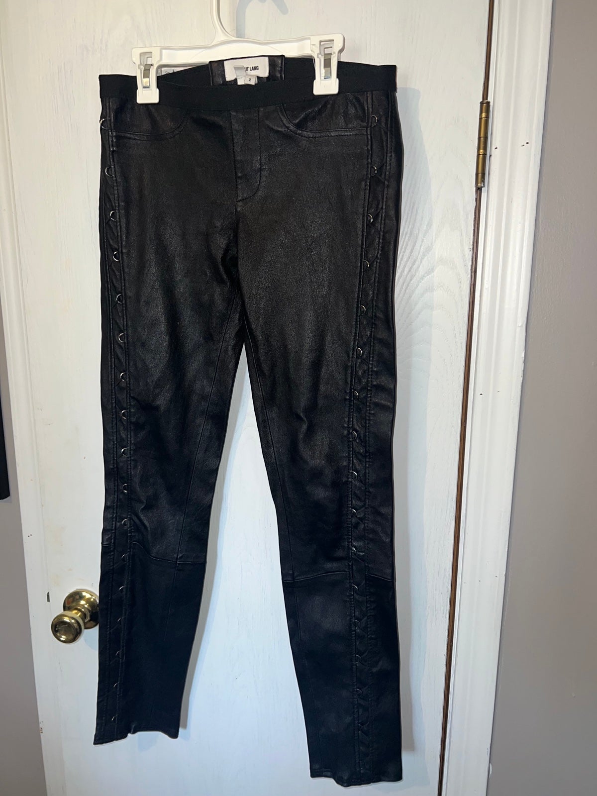 helmut lang black leather leggings