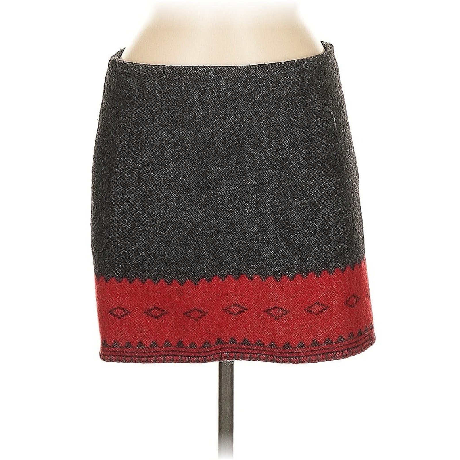 VTG Ralph By Ralph Lauren Red Grey western Wool Blend Mini Skirt M