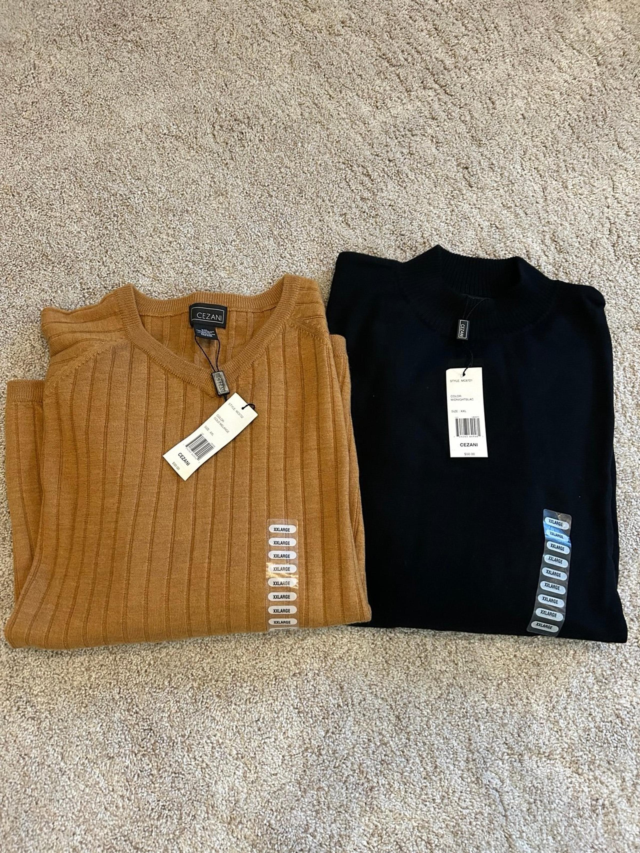 NWT Cezani Mens’ Wool Sweaters, size XXL Set of 2