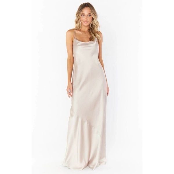 New SMYM Show Me The Ring Luxe Satin Tuscany Maxi Slip Dress Large