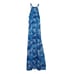 America & Beyond Tropical Blues Maxi Dress SMALL Floral Print Blue & White New