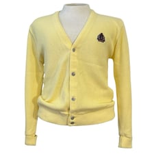 Vintage IZOD Embroidered Made in USA Mens Medium Cardigan Preppy Sporty Sweater