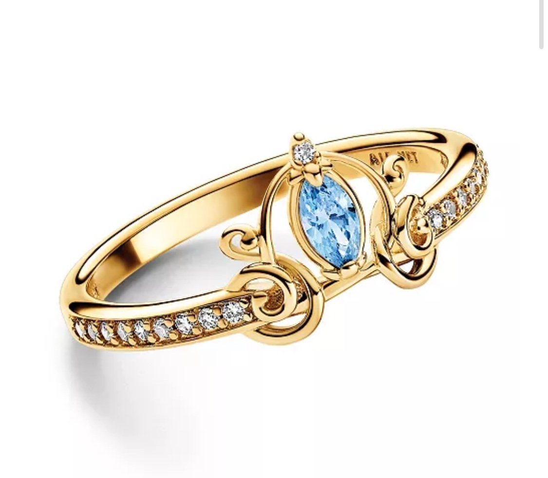 New Sz 8 PANDORA Disney Princess Cinderella blue cubic zirc Carriage ring LAST 1