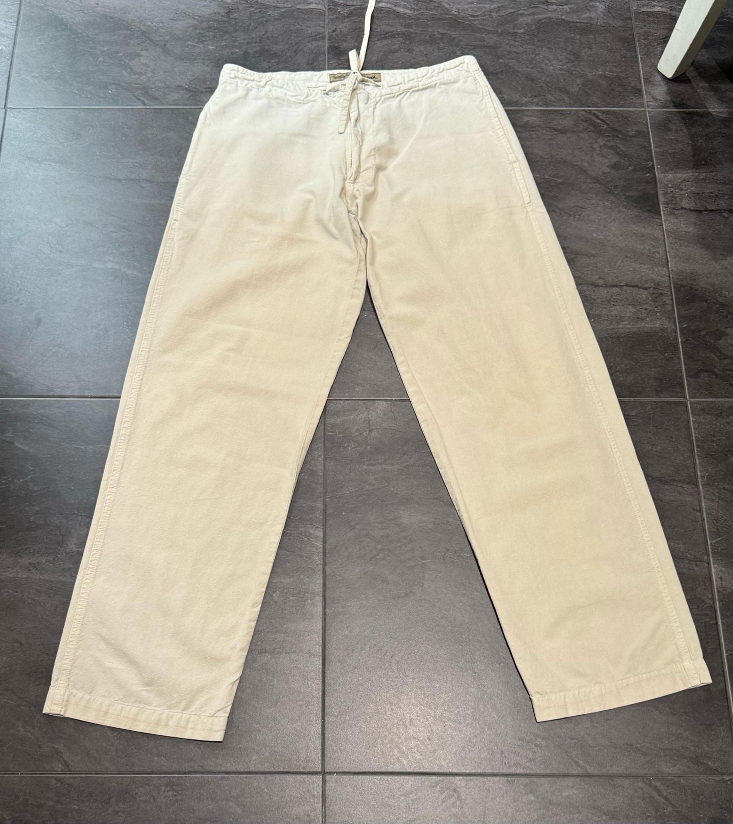 Mistral Women’s Cotton Beige Straight Leg Drawstring Pants, Size Small