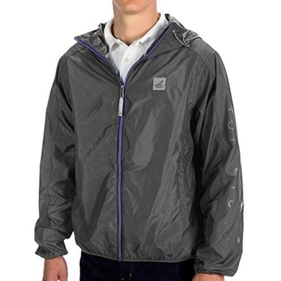 Sperry Top-Sider Gray Grey Charcoal Lightweight Zip Up Windbreaker Jacket Small