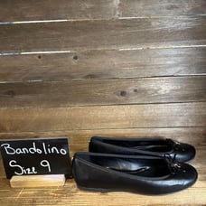Womens Bandolino Piheart 3 Black Leather Comfort Bow Ballet Flats Size 9 M GUC