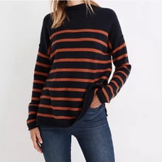 Madewell Striped Whitworth Mockneck wool blend sweater