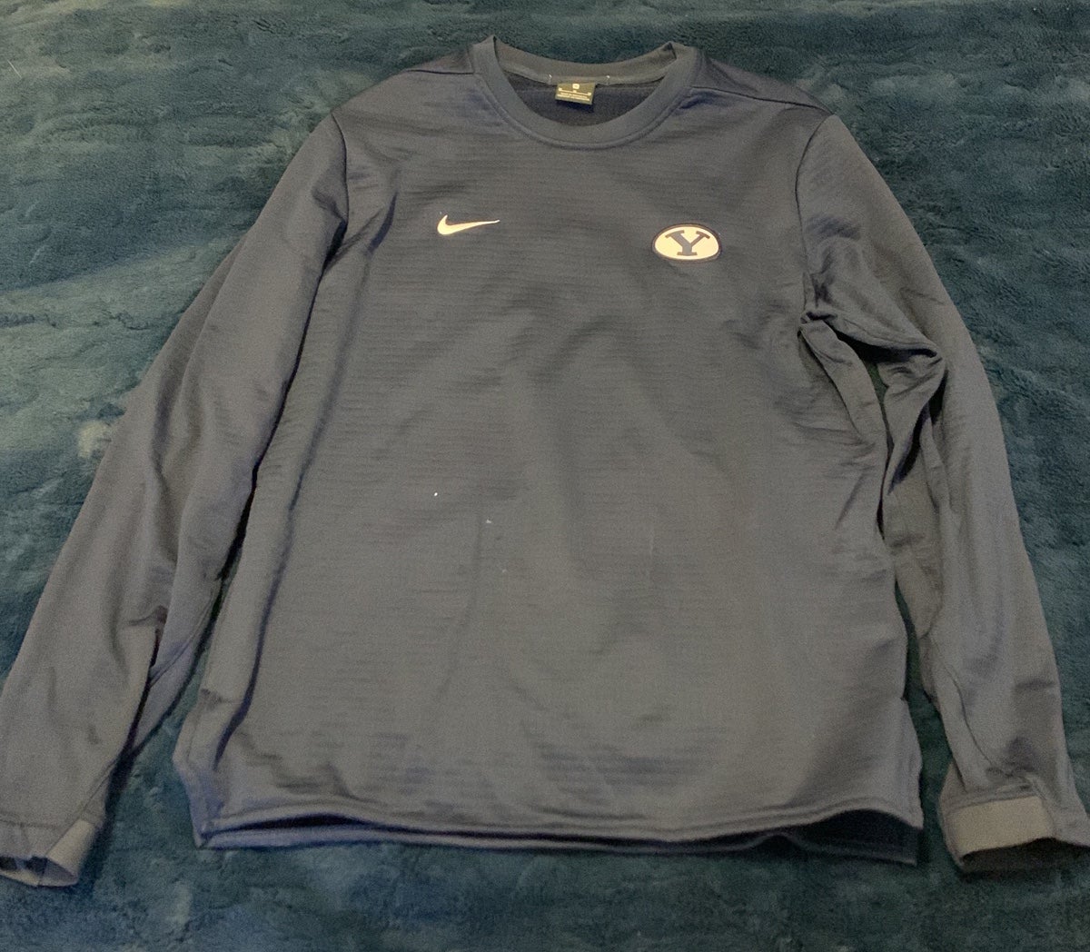 BYU Nike Navy Long Sleeve Pullover Sweatshirt (Size: Medium)