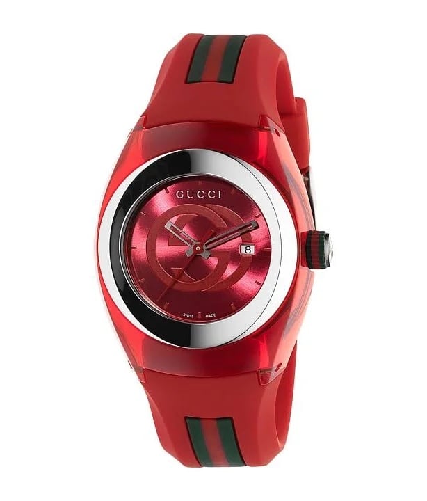 GUCCI 36MM Stainless Steel & Rubber Strap Watch NWOT